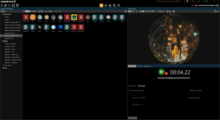 Digistar Custom Control Panel interface