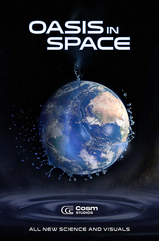 New Oasis in Space Film Poster with Earth and Water Drops
